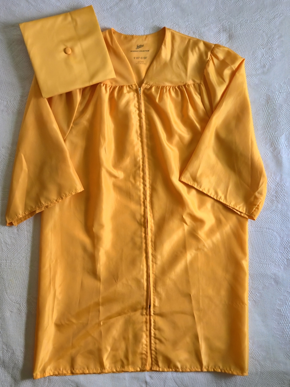Jostens Graduation Gown and Cap in Bright Yellow for 5'01"-5'03"